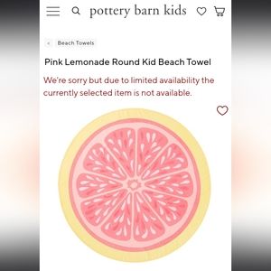 Pottery Barn pink lemonade round beach towel